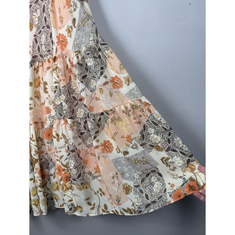 Vintage K‎ & Company Dress Floral Patchwork Ruffle Tiered Boho Maxi Y2K Size 12 - Picture 7 of 10